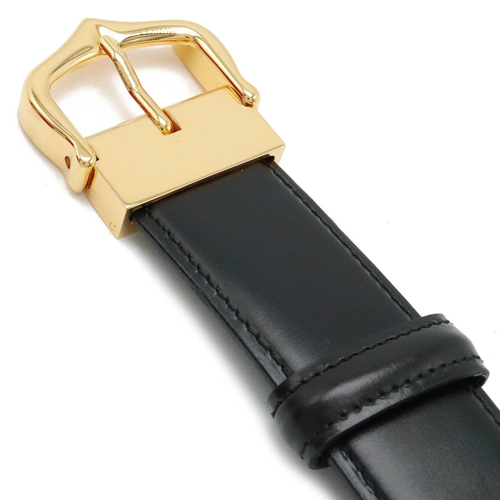 Pre-Owned Cartier Belt Leather Black Actual size approx. 109.5cm  (Like New)