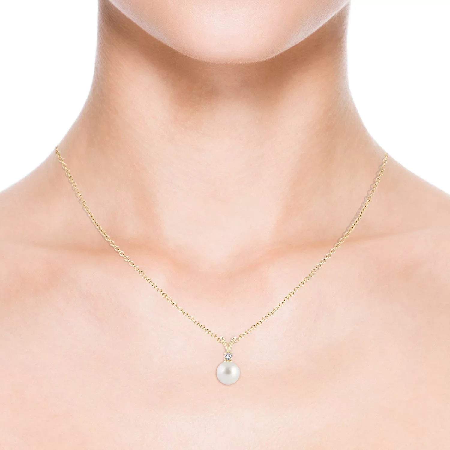 Angara South Sea Cultured Pearl -Bale Pendant Necklace for Women, Girls in 14K Yellow Gold (Grade-|Size-8mm) June Birthstone Jewelry Gifts for Her Birthday, Wedding, Engagement, Valentines Day