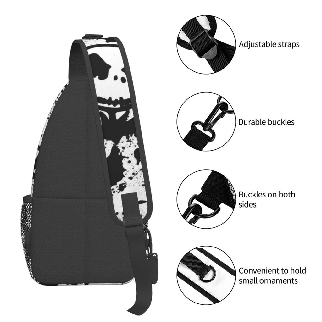 The Nightmare Before Christmas Jack Skellington Chest Bags Crossbody Sling Backpack Unisex Travel Hiking Daypack Shoulder Bag Gifts For Women Men