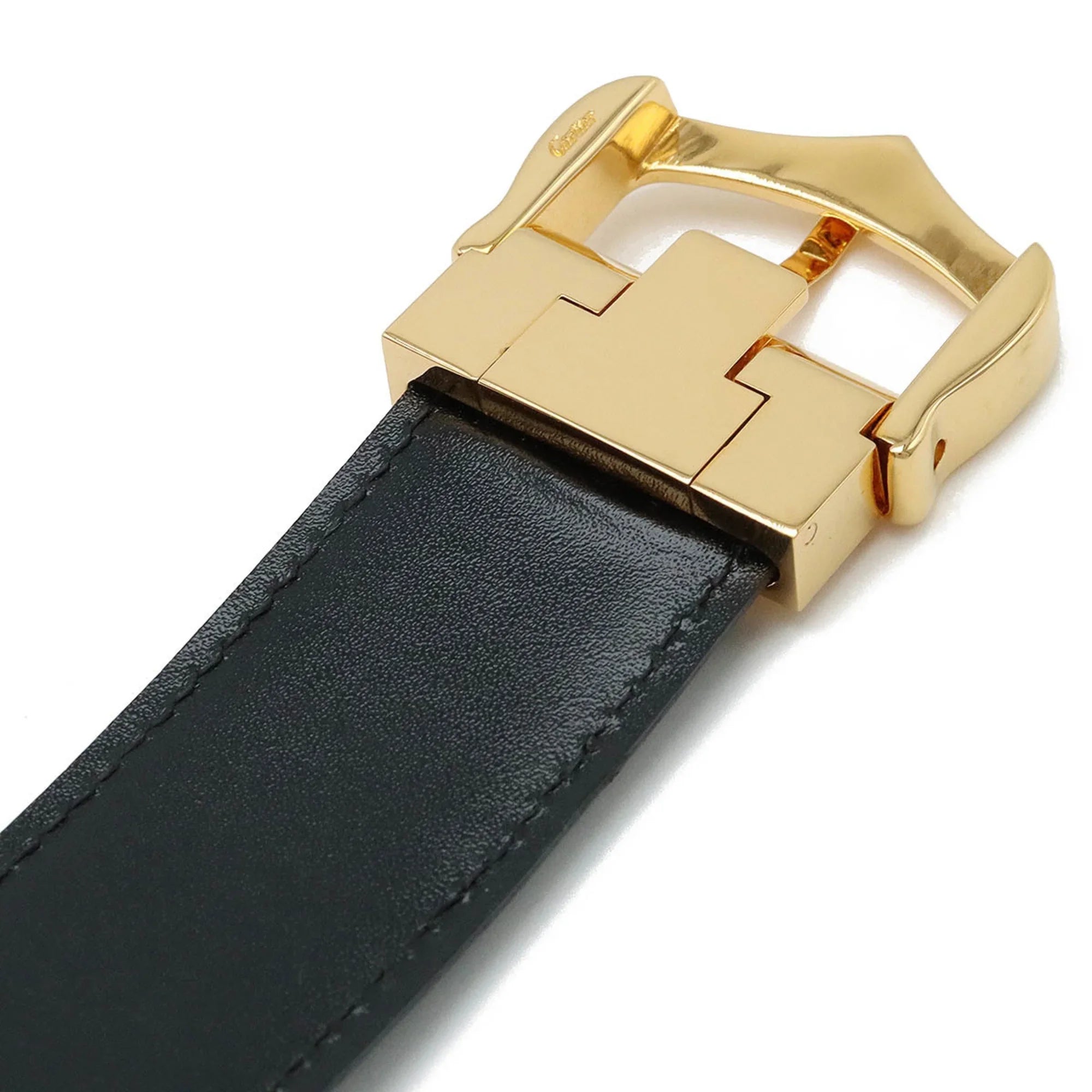 Pre-Owned Cartier Belt Leather Black Actual size approx. 109.5cm  (Like New)