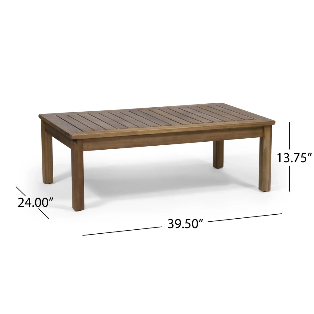 Studio Charlotte Outdoor Acacia Wood and Rope 4 Seater Chat Set with Cushions, Teak and Gray