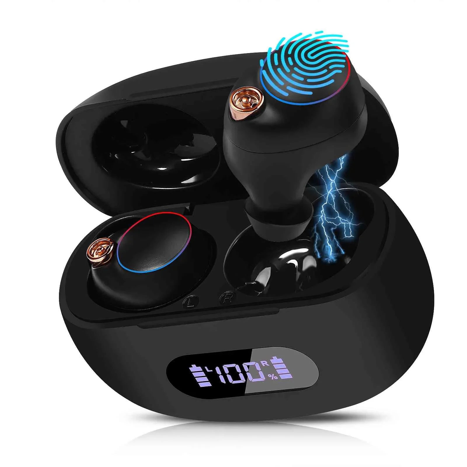 UrbanX True Wireless Bluetooth Earbuds + Charging Case, Black, Dual Connect,  Water Resistance, Bluetooth 5.2 Connection, Balanced, Bass Boost Compatible with Lenovo Tab 4 10 Plus