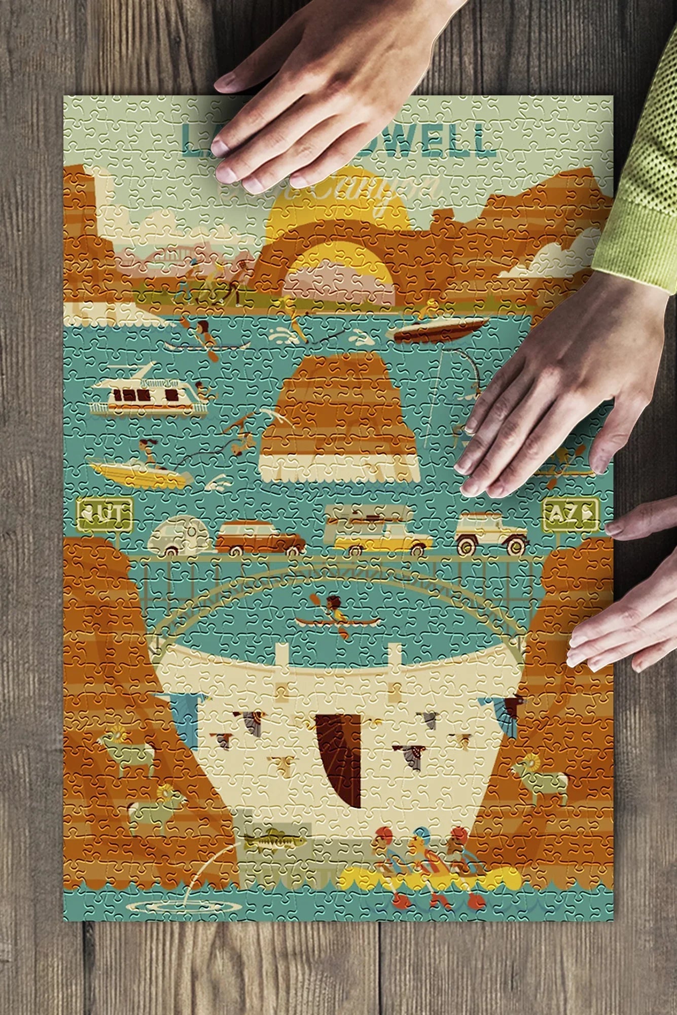 Lake Powell, Arizona, Glen Canyon Dam, Geometric (19x27 inches, Premium 500 Piece Jigsaw Puzzle for Adults and Family, Made in )
