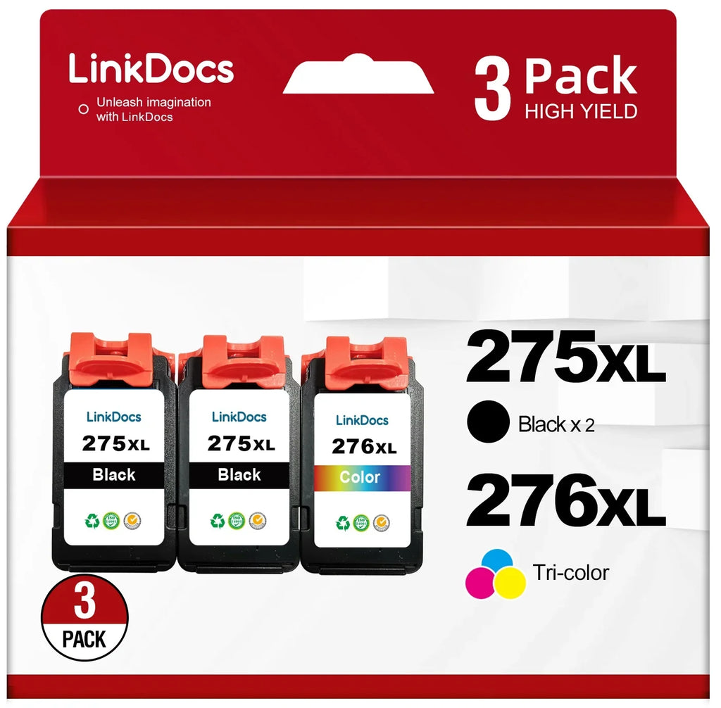 275XL 276XL Ink Cartridge Combo Pack Replacement for Canon -275 -276 275XL 276XL used with Canon        Printers(2 Black, 1 Color)