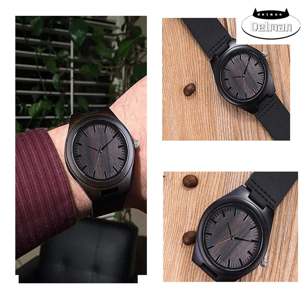 Customized Engraved Wooden Watch, Casual Handmade Wood Watch for Men Women Husband Wife Dad Mom Son Family