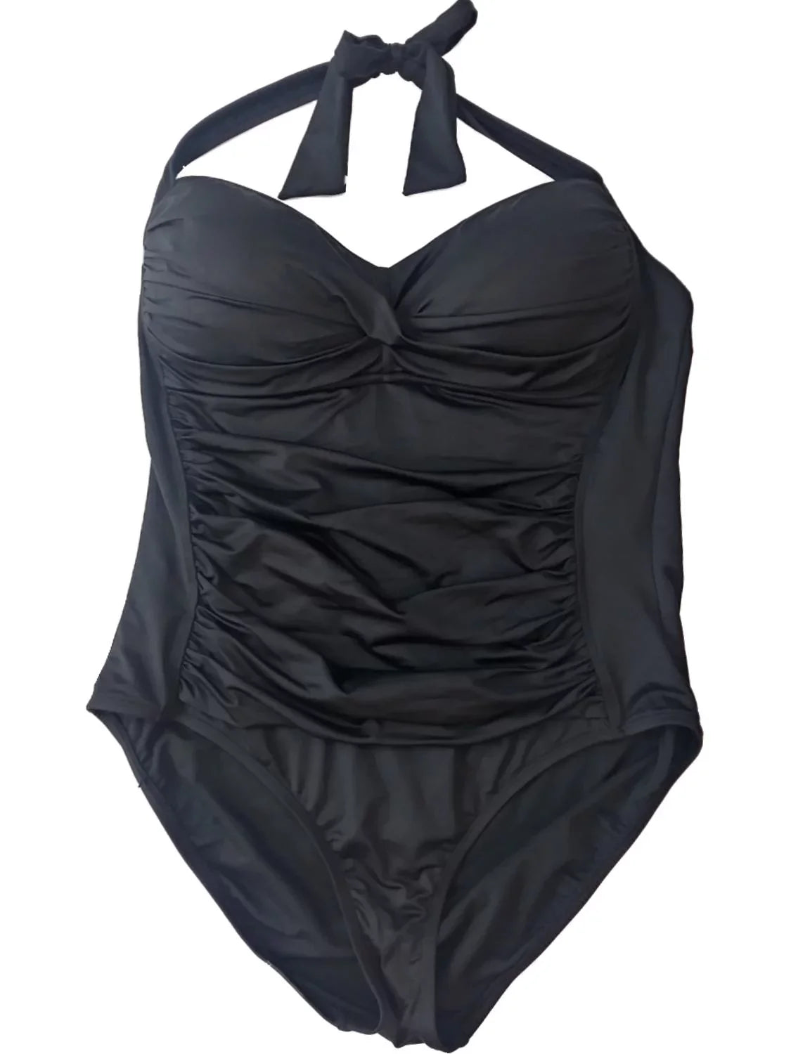 Womens Liz Claiborne Black White One Piece Halter Top Swimming Suit