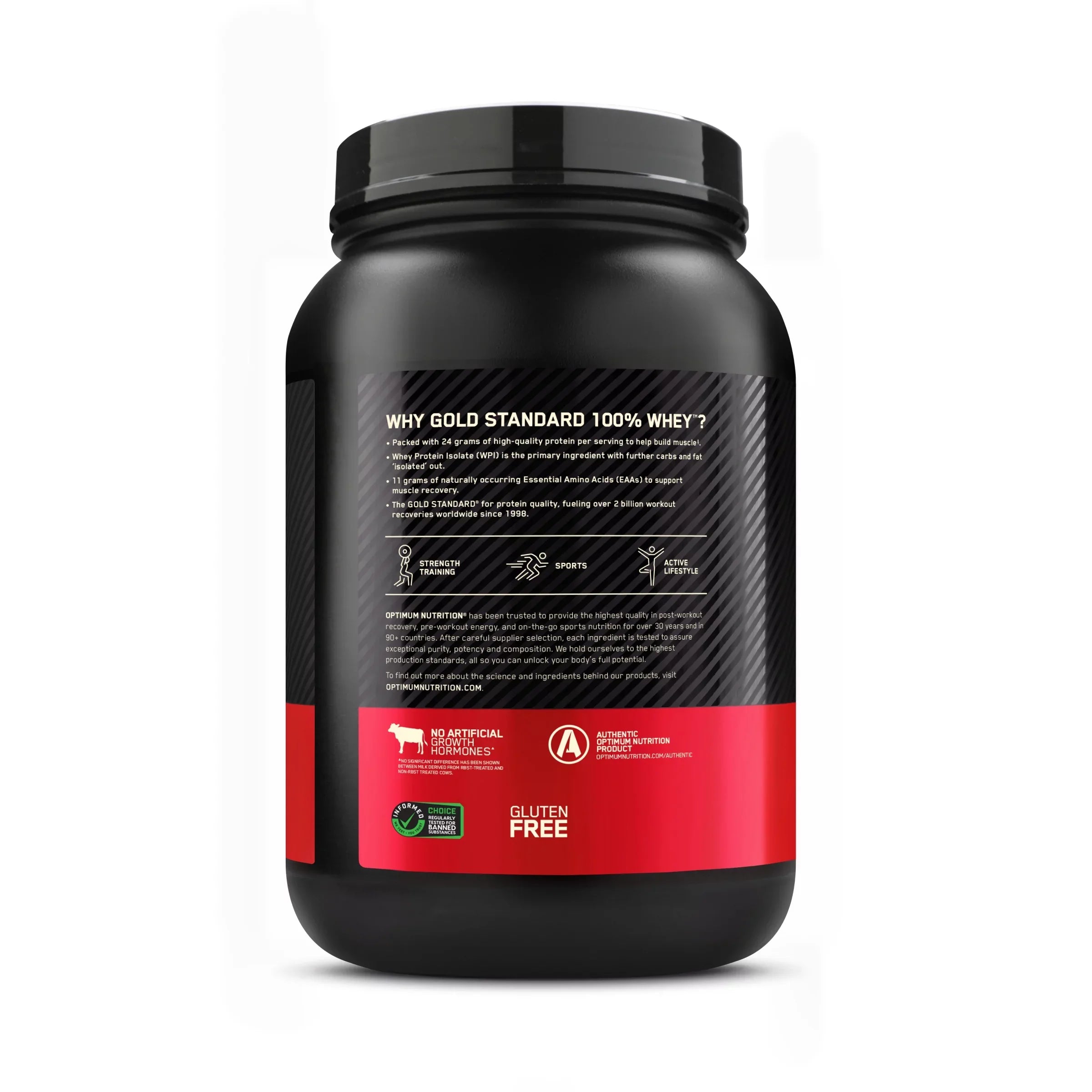 Optimum Nutrition, Gold Standard 100% Whey Protein Powder, 24 g Protein, Strawberry Banana, 2 lb, 30 Servings
