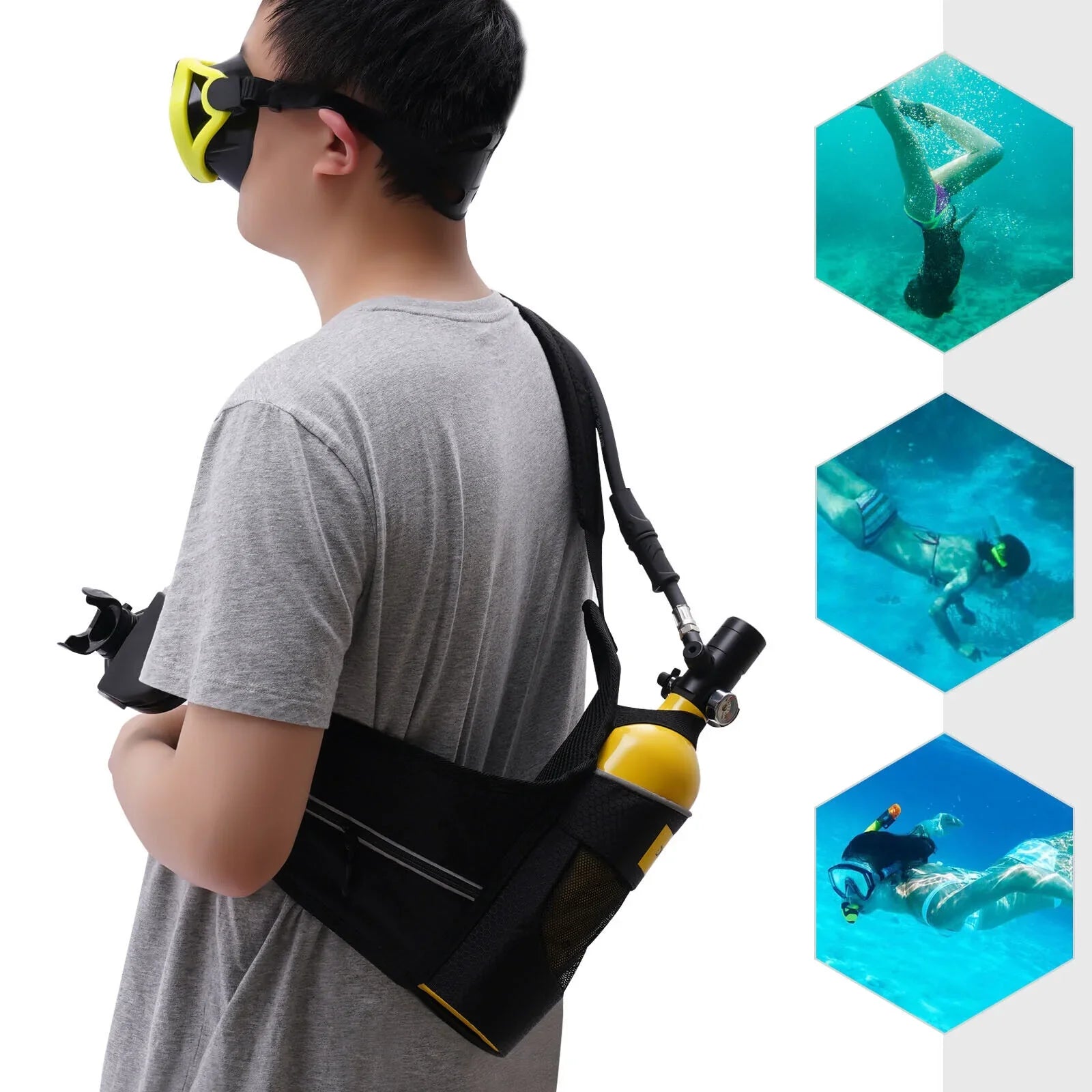 1L Reusable Mini Scuba Tank Kit Portable Underwater Scuba Diving Gear Deepest 32.8ft