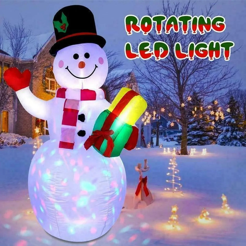 5ft Christmas Inflatables Snowman Outdoor Yard Decor with Rotating  Lights Christmas Blow Up Decoration Garden