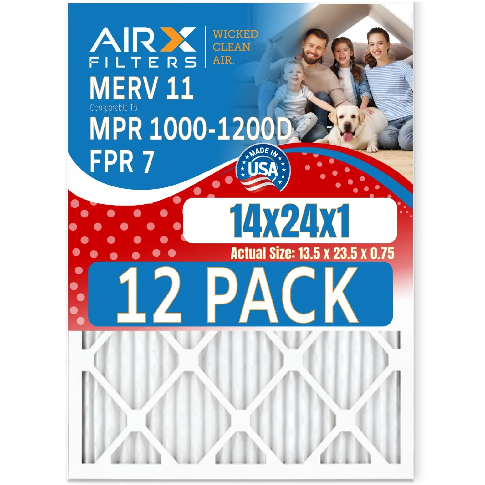 14x24x1 Air Filter  11 Rating, 12 Pack of Furnace Filters Comparable to  1000,  1200 &  7 - Made in  by     .