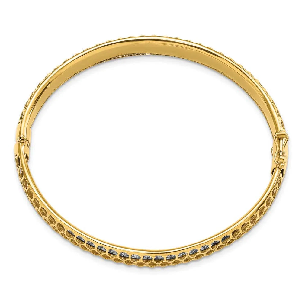 14k Gold Two-Tone Polished / Hinged Bangle