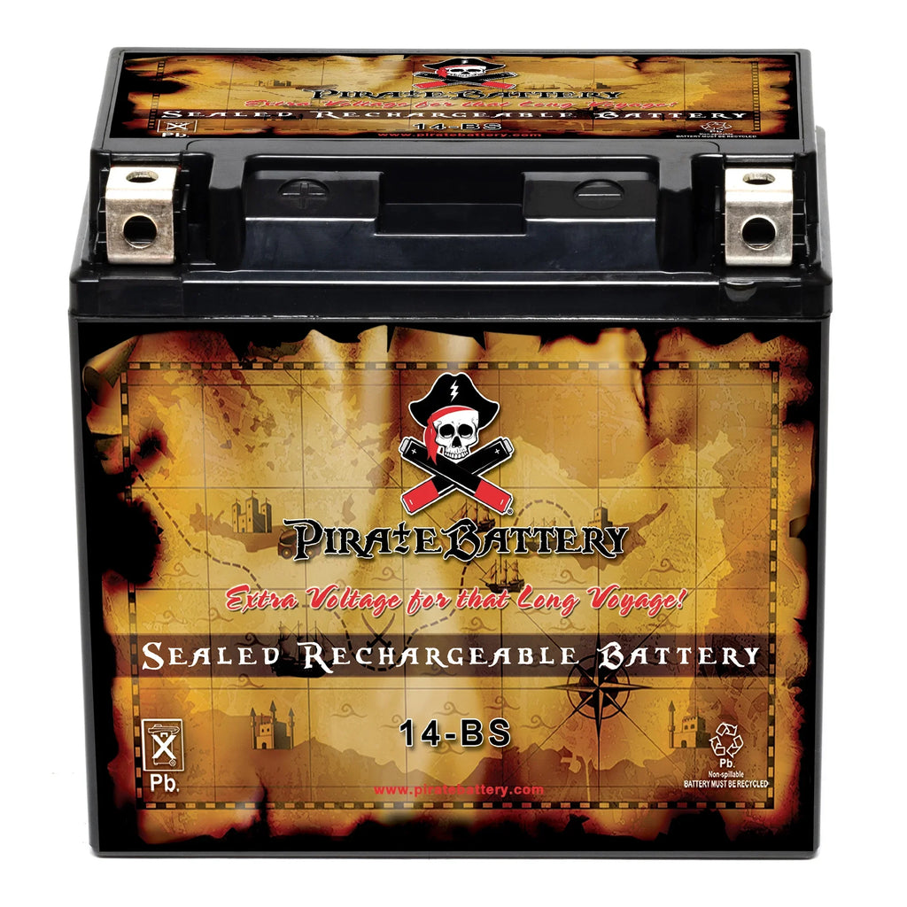Pirate Battery - (14- 12 Volt,12 Ah, 200 ) Motorcycle Battery for Honda 1100cc Vt1100c, ,  Shadow (spirit, Aero, . . . Tourer) 2007