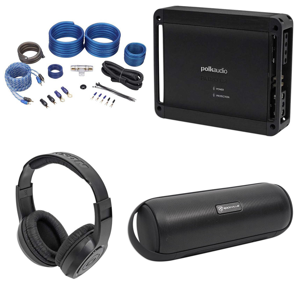 Polk Audio .2 2-Channel 500w Amplifier+Wires+Bluetooth Speaker+Headphones