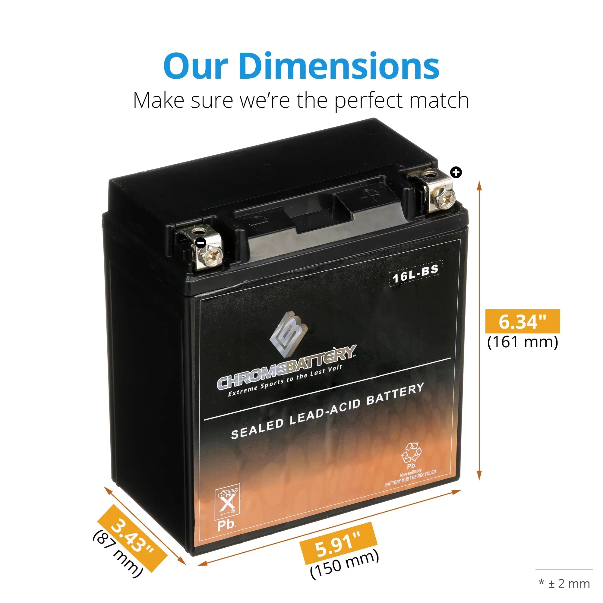 Chrome Battery - (16L- 12 Volt,14 Ah, 230 ) Jet Ski Battery for Kawasaki Jl650 Sc 1995