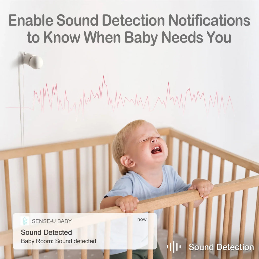Sense- Smart 2K Video Baby Monitor(& Eligible) with No Monthly Fee, Pan-Tilt-Zoom, Person/Baby Crying Sound/Motion Detection, 2-Way Talk, Night Vision, Background Audio, Activity Zone