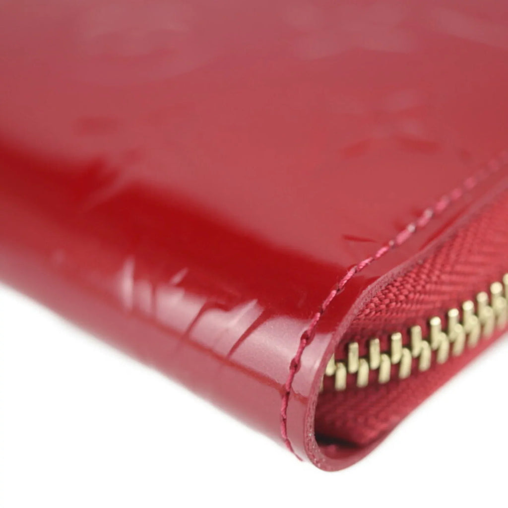 Pre-Owned   Louis Vuitton Zippy Wallet Long  Monogram Vernis Surise Red Round Zipper Zip Gold Metal Fittings (Good)