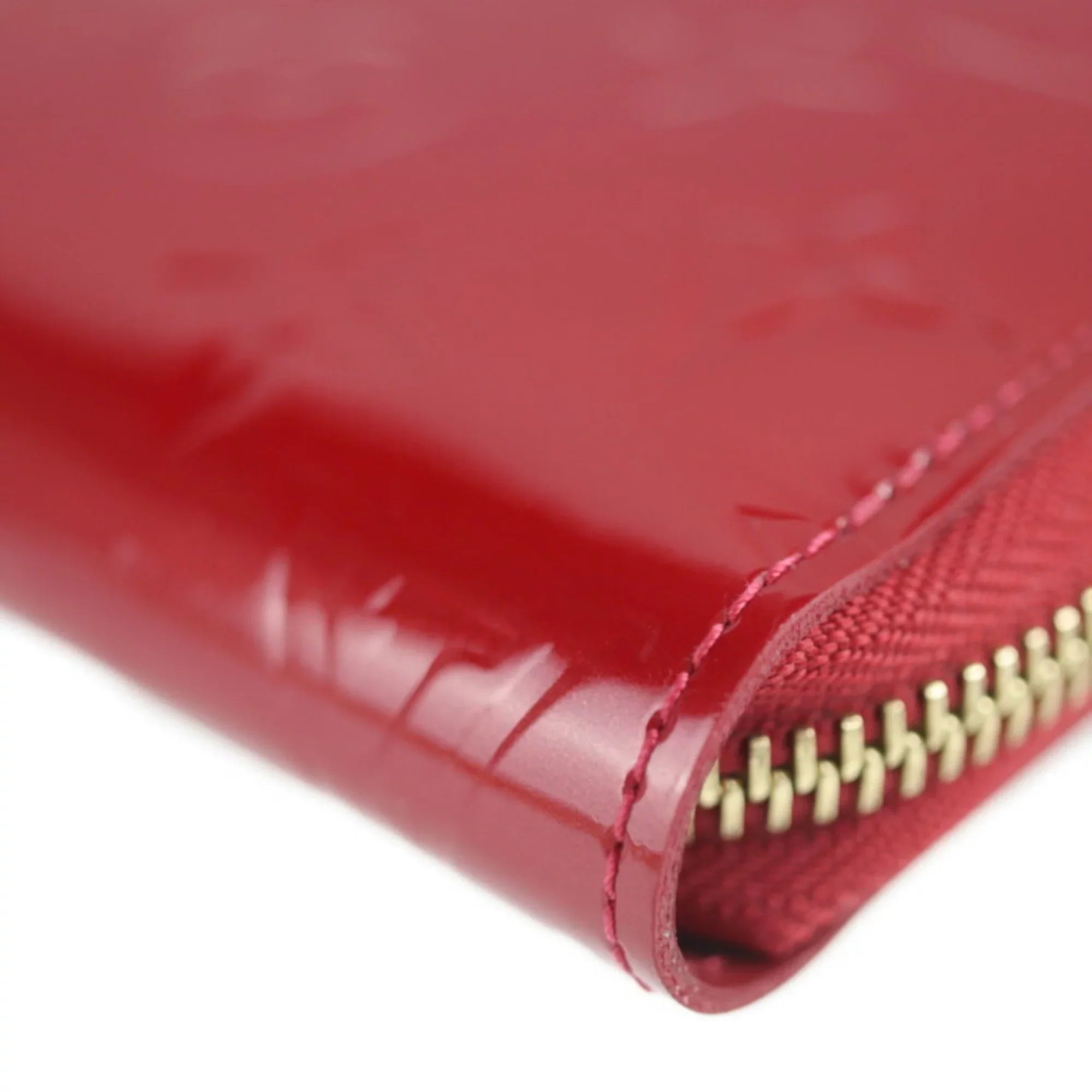 Pre-Owned   Louis Vuitton Zippy Wallet Long  Monogram Vernis Surise Red Round Zipper Zip Gold Metal Fittings (Good)