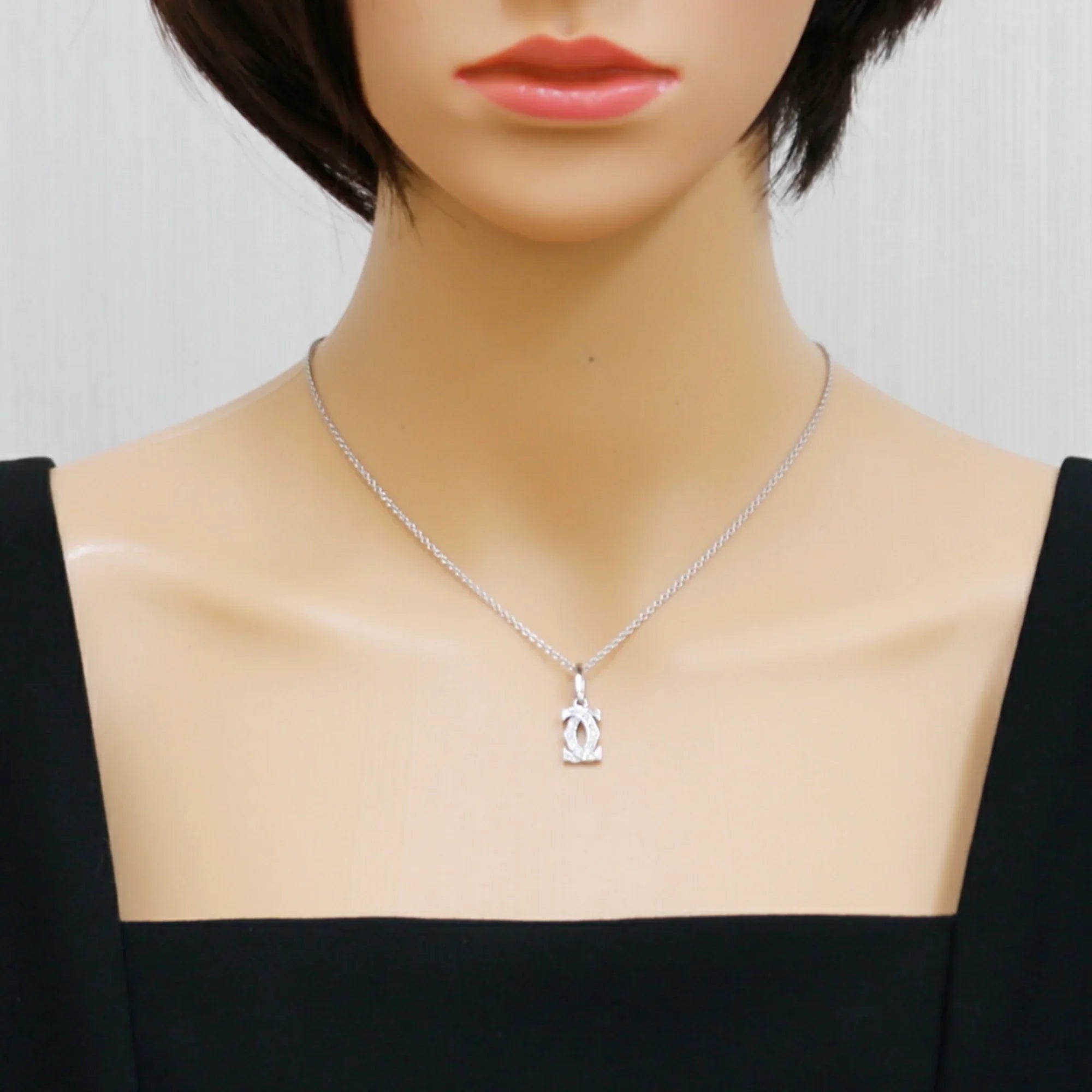Pre-Owned Cartier 2C Diamond Pendant Top 18K Ladies   (Like New)