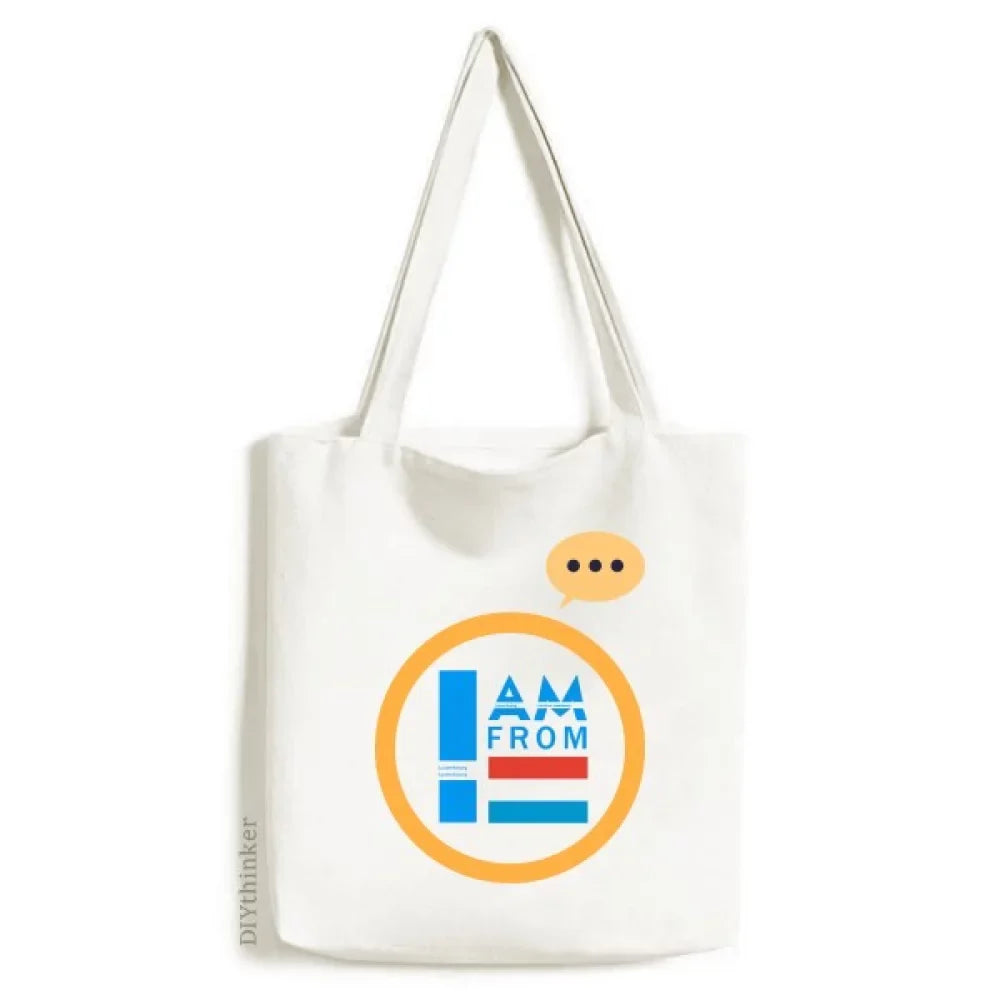 Am From Luxembourg Art Deco Fashion Expression Sack Canvas Tote Shoulder Bag