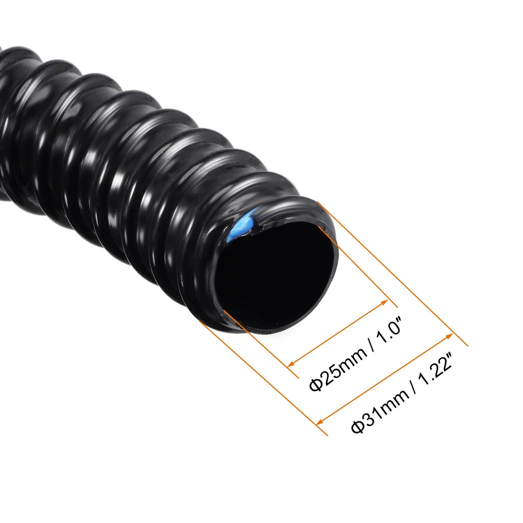 1 Inch  Corrugated Pond Tubing Black  Tube Aquarium Hose, 10ft