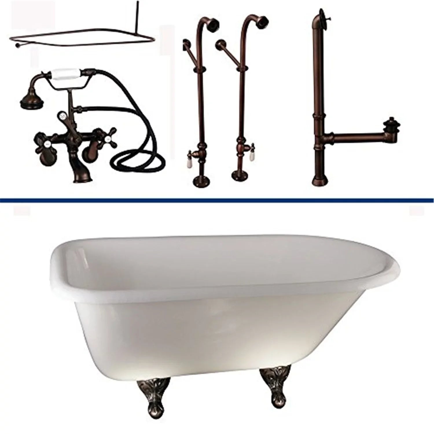'- Tub Kit 60  Roll Top  Shower Rd  Filler  Supplies  Drain-Oil Rubbed Bronze
