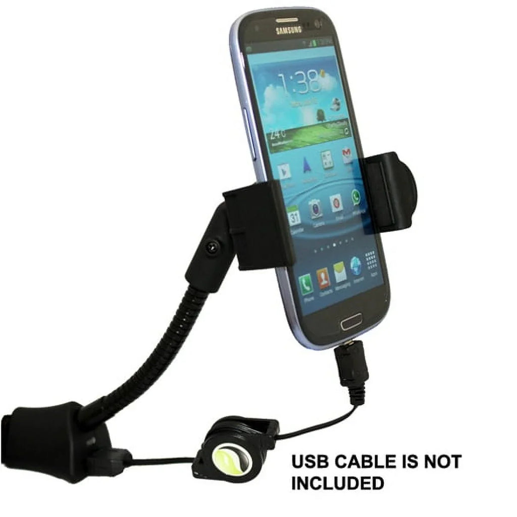Car Mount Charger Socket Holder with  Port Dock Cradle Gooseneck Swivel Black 3D for  Stylo 3,   - Motorola Droid Turbo 2, Moto  Droid Force Droid - Samsung Galaxy   , Note 3 4 5