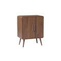 Mid-Century Modern Wooden Cabinet with Vertical Grooves and Tapered Legs