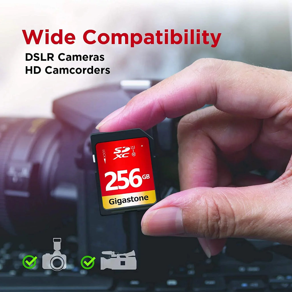 Gigastone 256GB  Card -  Class 10  Memory Card High Speed Full  Video Canon Nikon Sony Pentax Kodak Olympus Panasonic Digital Camera