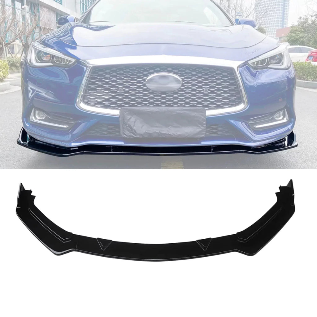 Front Bumper Lip for 2017-2023 Infiniti  Gloss Black 3PCS