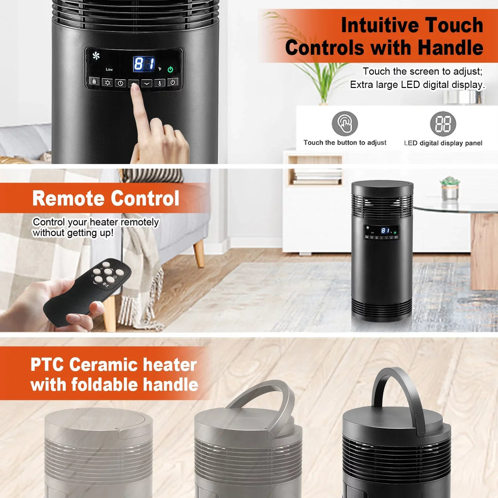 360° Surround Space Heater for Indoor Use, 1500W  Ceramic Office Heater with Thermostat, Fan Only Mode, Electric Portable Heater with Safety Protection for Office Desk