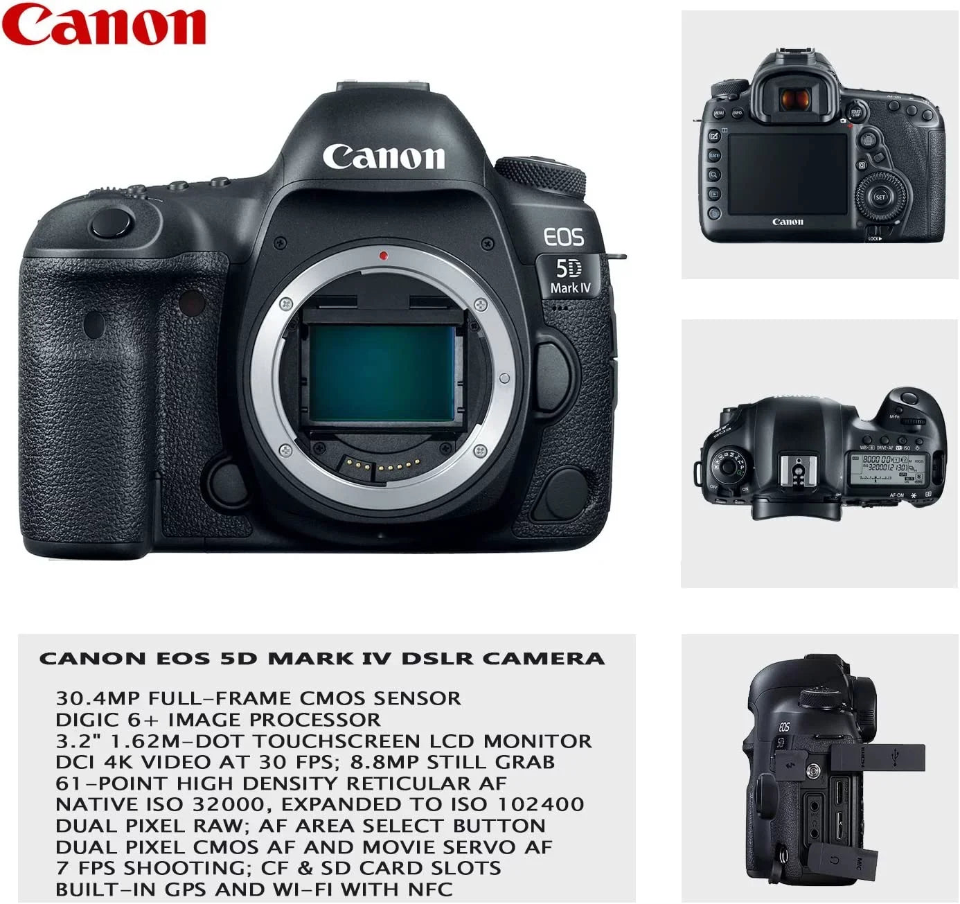 Canon  5D Mark   Camera w/ 24-105mm  Lens Bundle + Canon  75-300mm  Lens, Canon 50mm f/1.8, 500mm Lens & 650-1300mm Lens + Backpack + 128GB Memory + Monopod + Professional Bundle