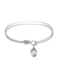 7 1/4 inch Oval Eye Hook Bangle Bracelet w/ St. Hildegard von Bingen in Sterling Silver