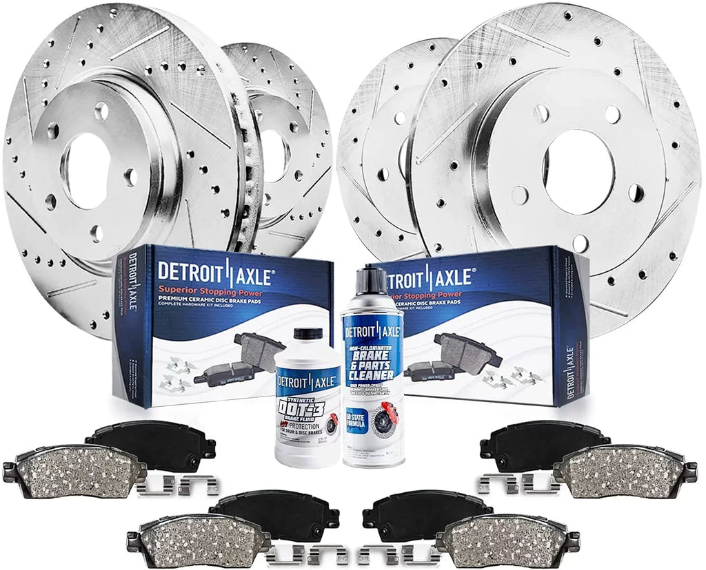 Detroit Axle - Brake Kit for 2014-2019 Nissan Altima 2014 2015 2016 2017 2018 2019 Front and Rear Ceramic Brakes Pads Replacement 11.65" Front & 11.46" Rear Drilled Slotted Brake Rotors
