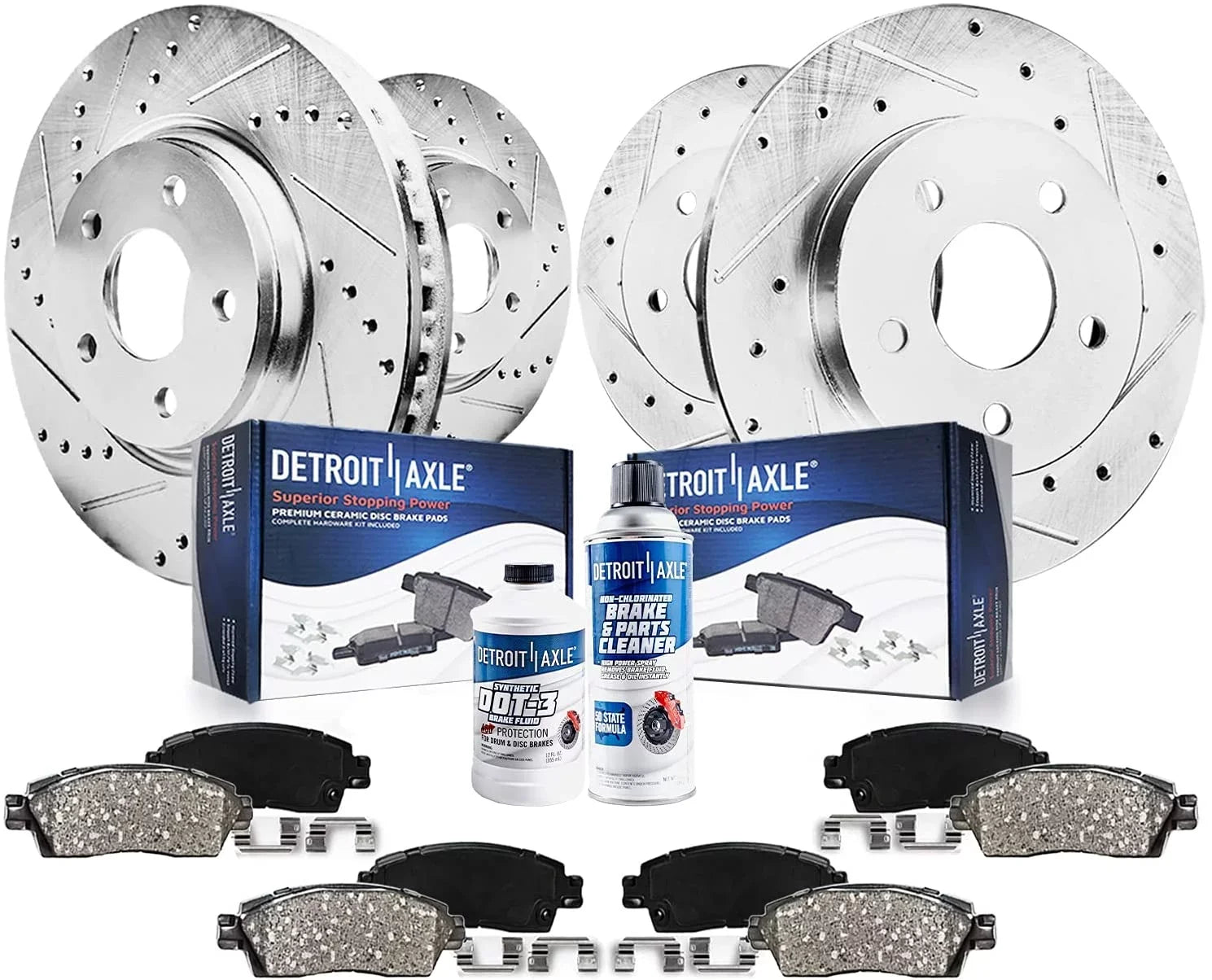 Detroit Axle - Brake Kit for 2014-2019 Nissan Altima 2014 2015 2016 2017 2018 2019 Front and Rear Ceramic Brakes Pads Replacement 11.65" Front & 11.46" Rear Drilled Slotted Brake Rotors