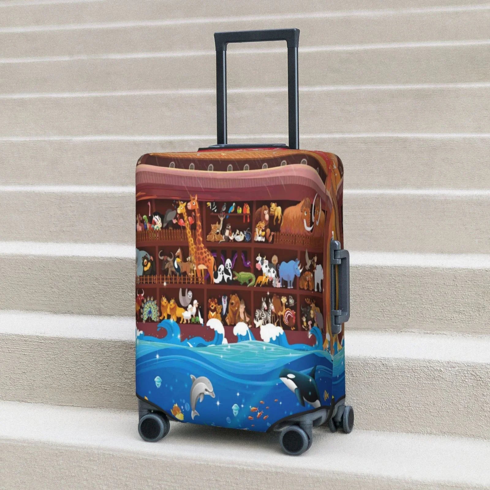 Junzan Animals On Noah' Ark2 Print Washable Luggage Cover - Fashion Suitcase Protector Fits 18-32 Inch Luggage