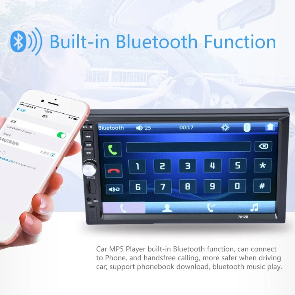 Vehicle Car Stereo Radio 7" Double Din Bluetooth  Touch Screen Car  with Reverse Camera And Mirror Link(Both Support  and Android System)