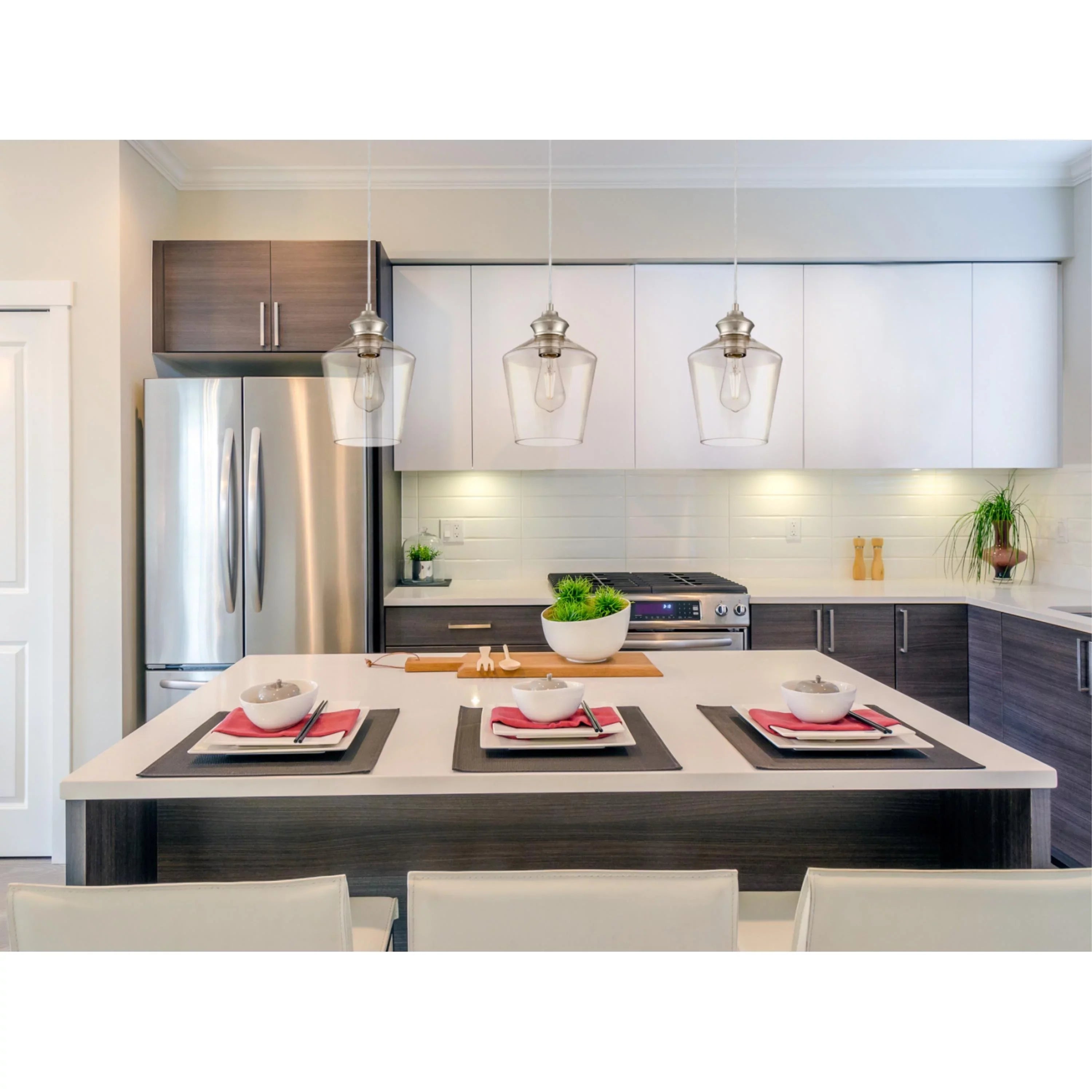 Westinghouse Ramsey Mini Pendant Brushed Nickel Finish Clear Glass