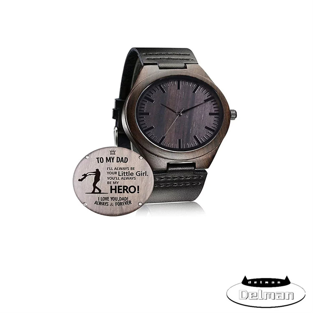 Customized Engraved Wooden Watch, Casual Handmade Wood Watch for Men Women Husband Wife Dad Mom Son Family