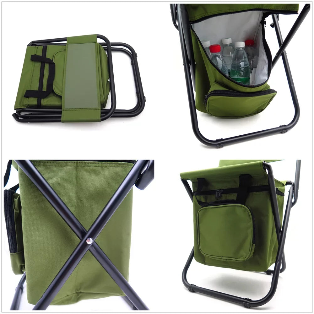 '- New Multi-use Backpack Chair Stool with Cooler Bag Hiking Fishing Camping Picnic