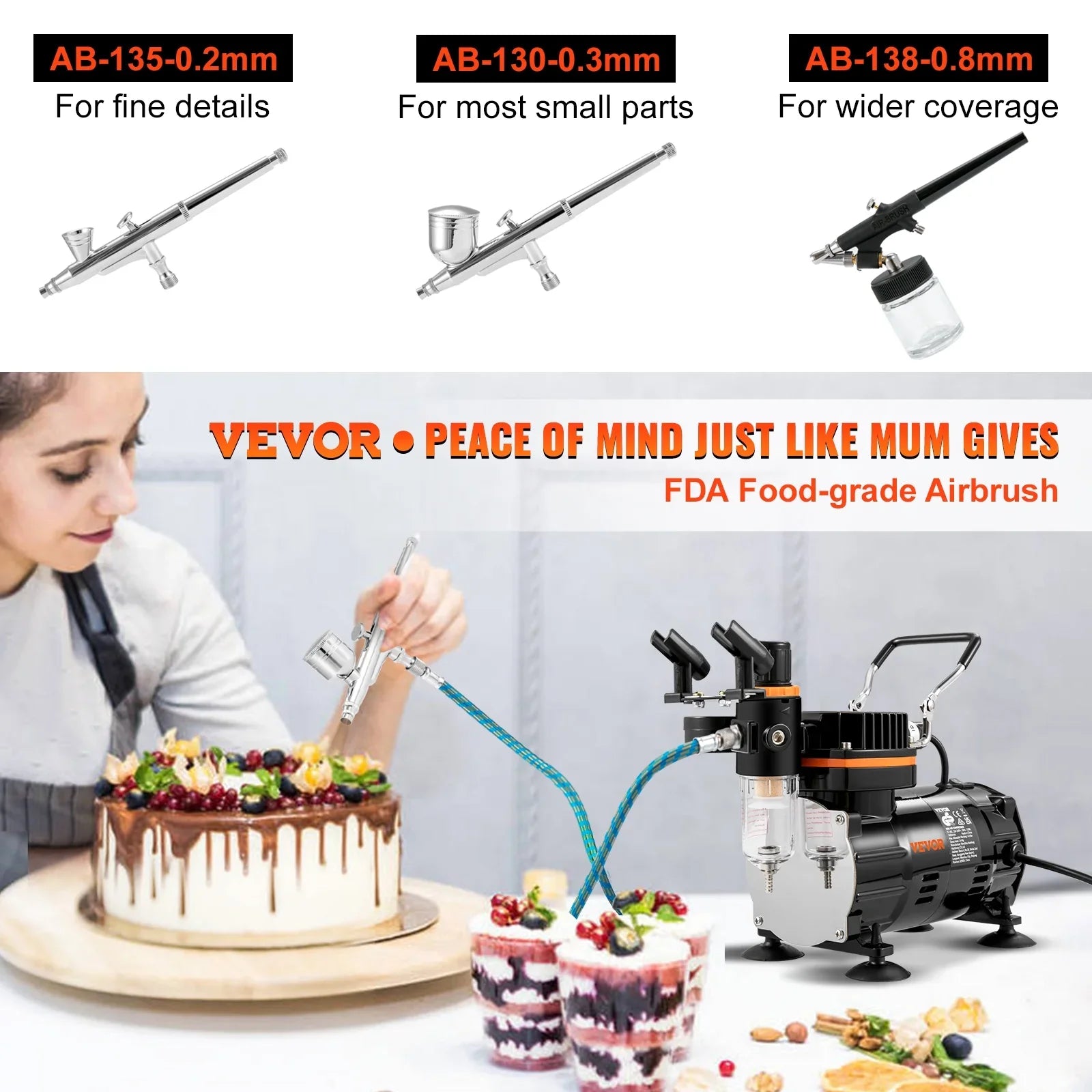 Airbrush Kit, Professional Airbrush Set with Compressor, Airbrushing System Kit with Multi-purpose Dual-action Gravity Feed Airbrushes, Art Nail Cookie Tatto