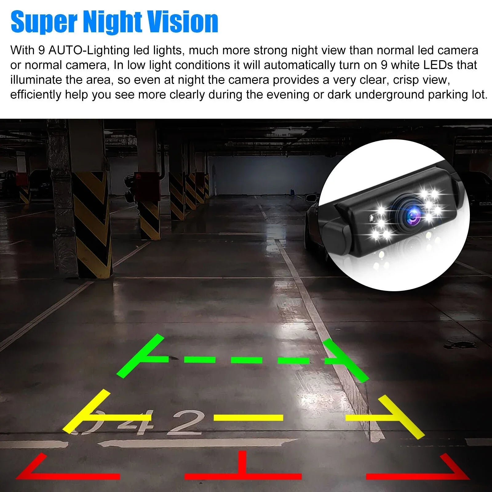 Car Backup Camera Rear View Parking System Night Vision + 5" Mirror Monitor Kit