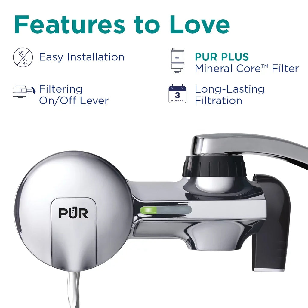 Faucet Mount Water Filtration System, Horizontal, Chrome,