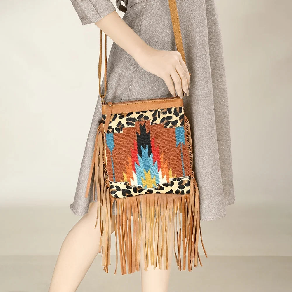 Upcycled Wool Hair-on Genuine Leather women bag western handbag purse