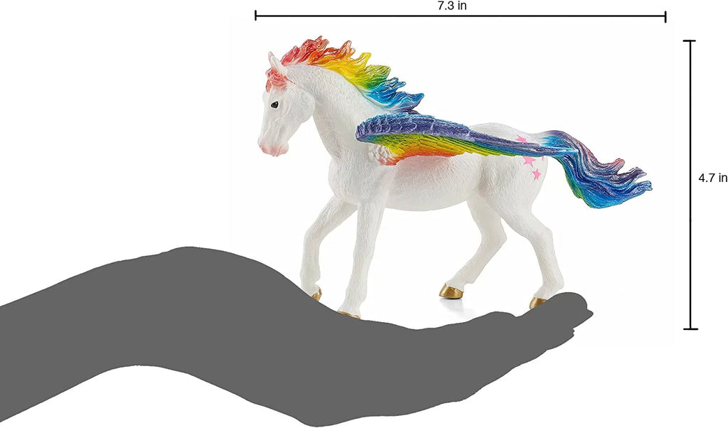 Rainbow Pegasus Realistic Fantasy Toy Replica Hand Painted Figurine