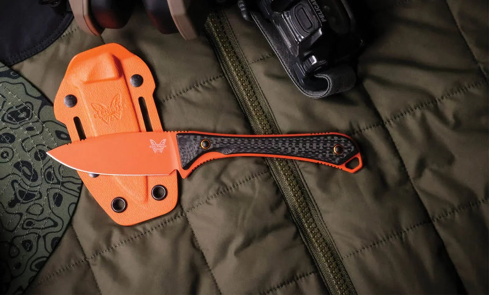 Benchmade Altitude 3.08" Fixed Blade Carbon Fiber Handle Orange Cerakote - 15201OR Knife