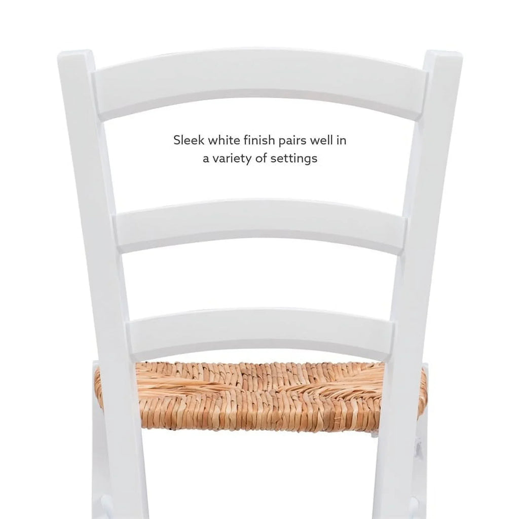 Linon Karsyn Set of Two Wood Side Chairs Ladder Back Rush Seat in White Finish