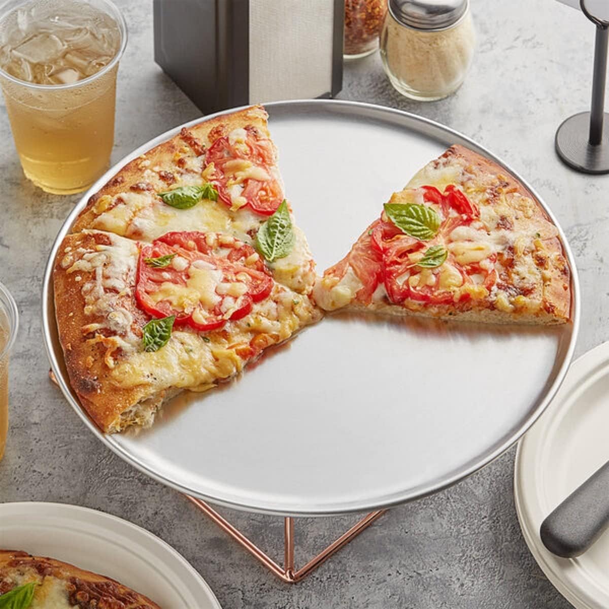 TrueCraftware- Set of 6 Aluminum 13” Pizza Tray Pan Coupe Style - Bakeware Round Pizza Pan Pizza Tray Baking Tray Round Baking Tray for Home Kitchen Pizzeria & Restaurants