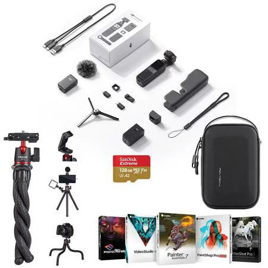 Pocket 2 Gimbal Camera Creator Combo - Bundle with 128GB microSD Card, Corel  Software Suite, Case, Flexible Tripod