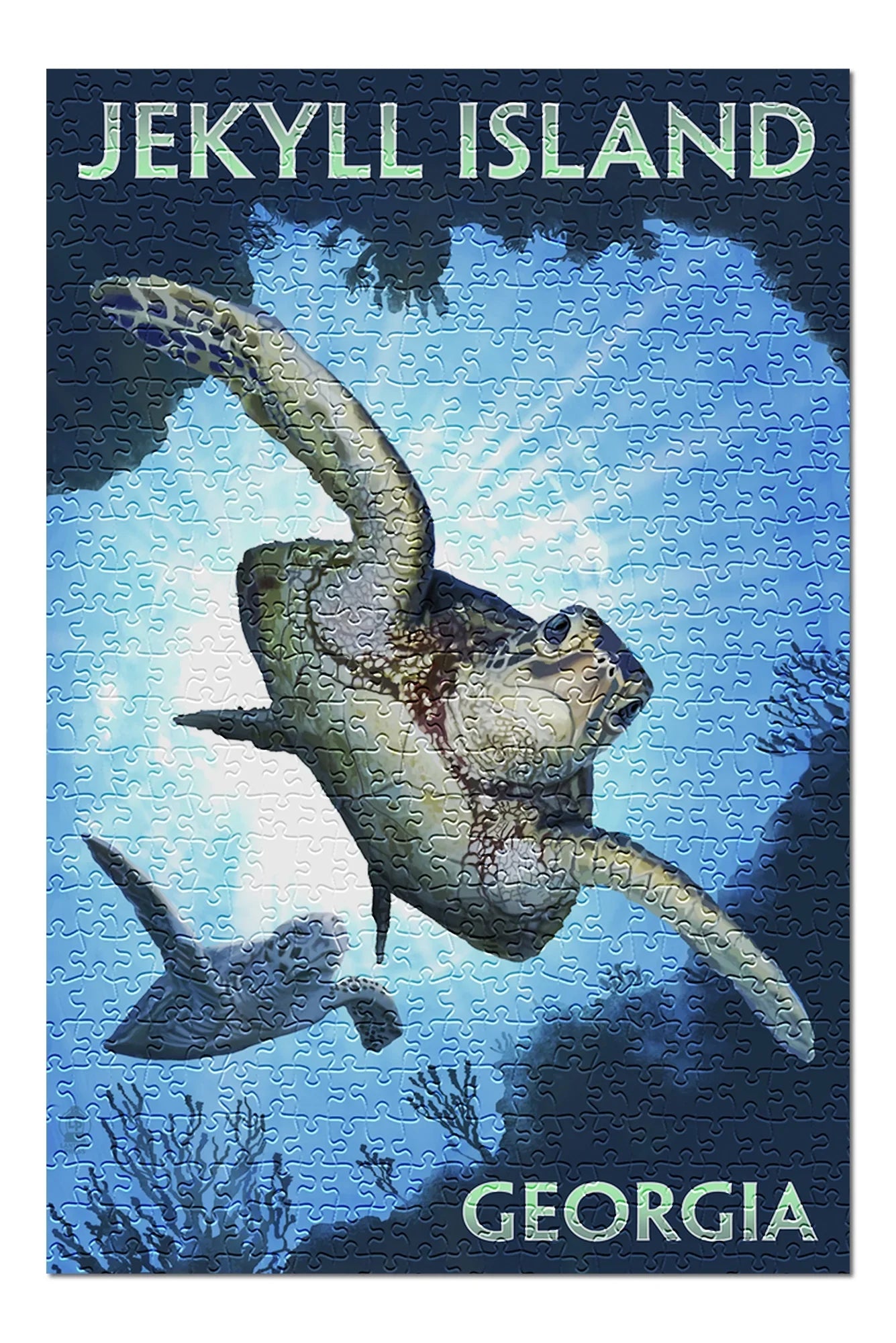 Jekyll Island, Georgia, Sea Turtle Diving (19x27 inches, Premium 500 Piece Jigsaw Puzzle for Adults and Family, Made in )
