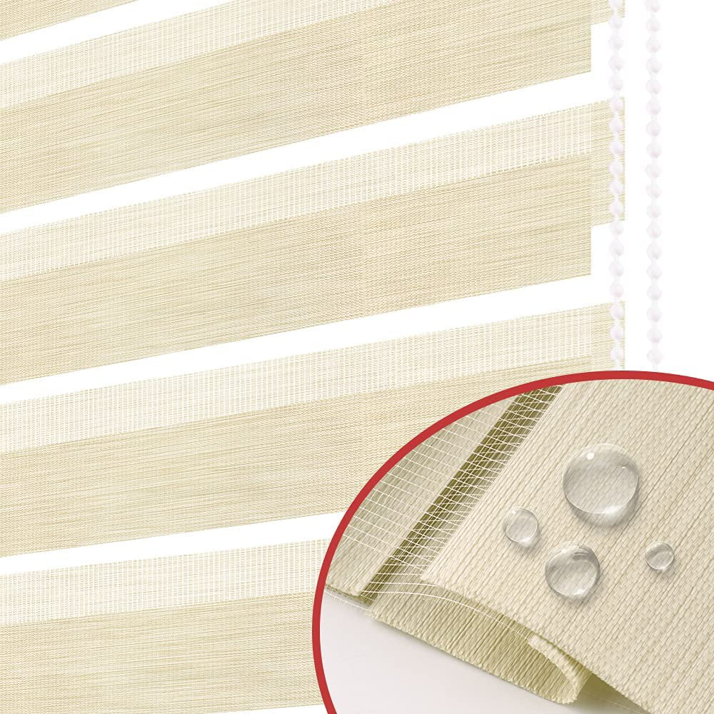Zebra Blinds for Windows, Dual Layer Roller Sheer Shades Blinds for Day and Night, Light Control Window Treatments Shades with Valance Cover, 29"  x 72" , Striped Beige